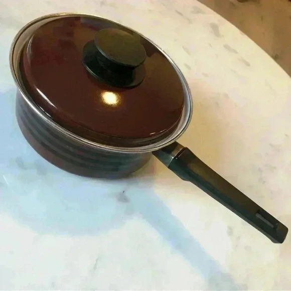 Beautiful vintage brown striped enamelled cookware from Austria Email - Picture 2 of 7